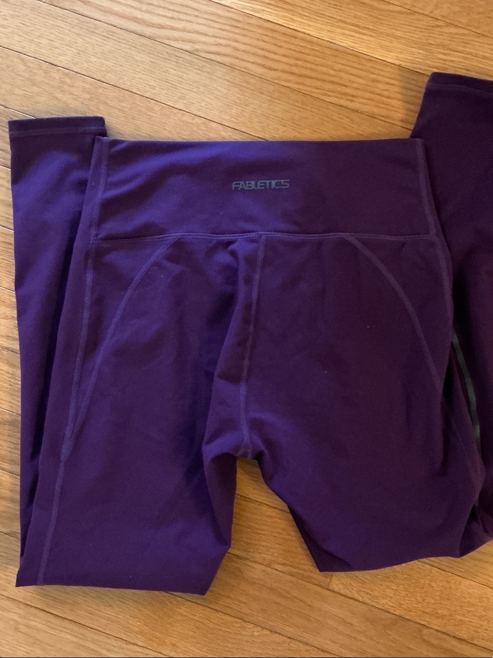 Fabletics Purple Leggings with reflective Side Stripes for safety